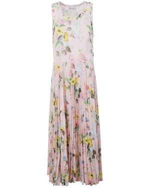 RED Valentino Floral Printed Pleated Dress - White