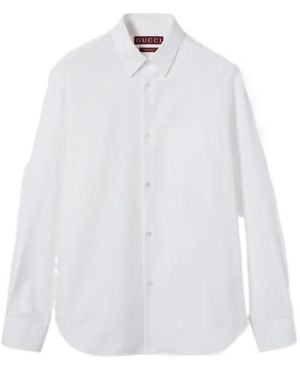 Gucci Oxford Cotton Shirt With Web - White