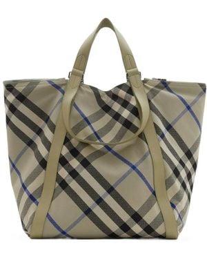 Burberry Festival Check-Printed Tote Bag - Metallic