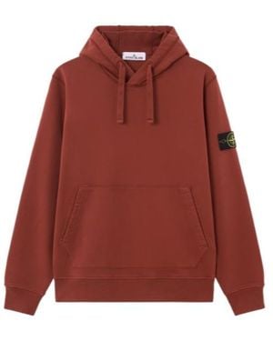 Stone Island Logo Patch Drawstring Hoodie - Red