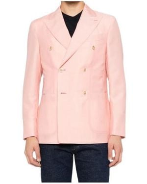 Caruso Aida Double-Breasted Pocket Blazer - Pink