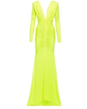 Alex Perry Ruched Satin Gown - Yellow