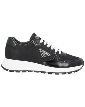 Prada Logo Plaque Low-Top Sneakers - Black