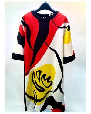 Iceberg Round Collar Printed Dress - White