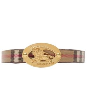 Burberry Thin Reversible Check Oval Belt - White