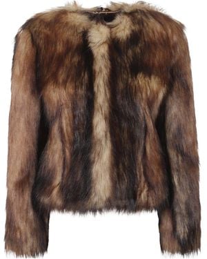 Simone Rocha Sculpted Faux Fur Fray Jacket - Brown