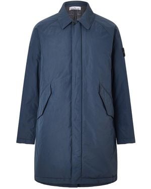 Stone Island Lightweight Trench Coat For Light Rain - Blue