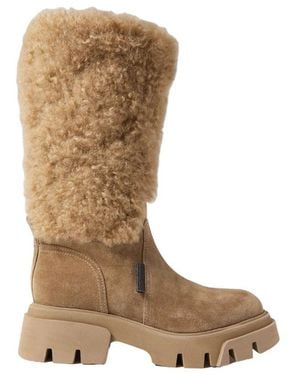 Brunello Cucinelli Round-Head Short Boots - Natural