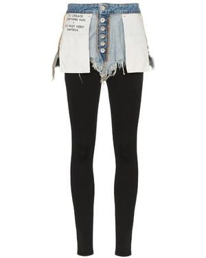 Unravel Project Reverse Short Cotton Leggings - Black