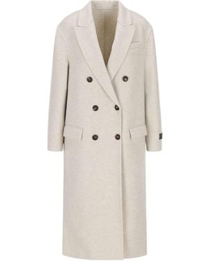 Brunello Cucinelli Long Cashmere Coat - White