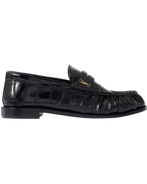 Saint Laurent Le Loafer Logo Plaque Slip-On Loafers - Black