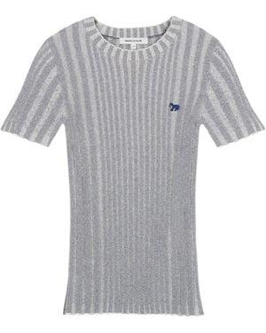 Maison Kitsuné Fox-Motif Ribbed Jumper - Grey