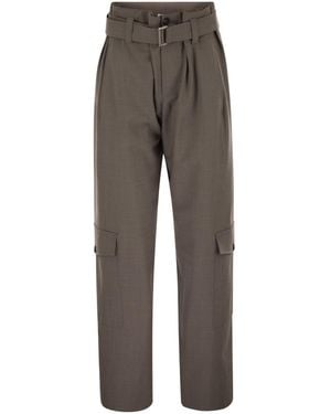 Brunello Cucinelli High-Waist Cargo Pants - Gray