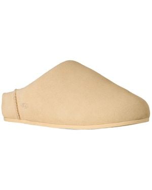 UGG Sheepskin-Lining Flat-Sole Mules - Natural