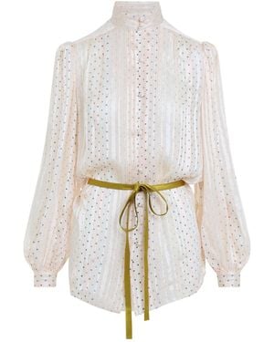 Valentino All-Over Star Printed Belted Shirt - White
