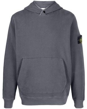 Stone Island Compass Logo-Patch Cotton Hoodie - Grey