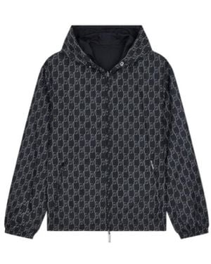 Emporio Armani Monogram-Print Reversible Jacket - Black