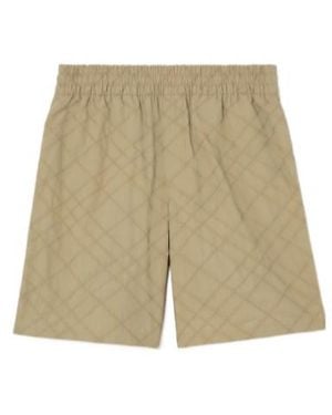 Burberry Check Embroidered Cotton Shorts - Natural
