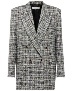 Alessandra Rich Wool Lame Tweed Blazer - Grey