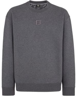 Fendi Ff Embroidered Crewneck Sweatshirt - Grey
