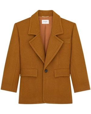 Saint Laurent Single-Breasted Long-Sleeved Jacket - Brown