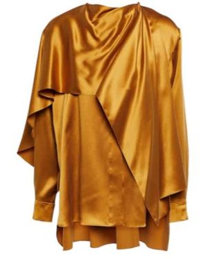 ROKSANDA Kata Draped Silk Satin Top - Metallic