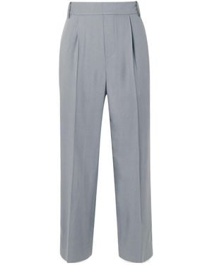Vince Cropped Pleated Twill Straight-Leg Pants - Gray