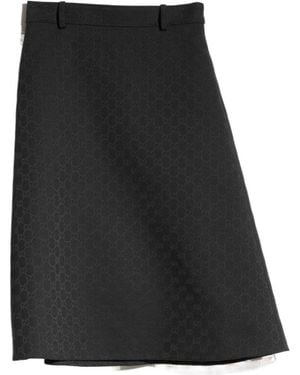 Gucci Gg Cotton Blend Midi Skirt - Black