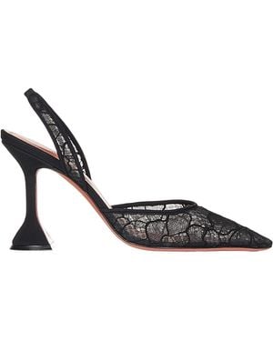 AMINA MUADDI Lace Detail High-Heeled Sandals - Black