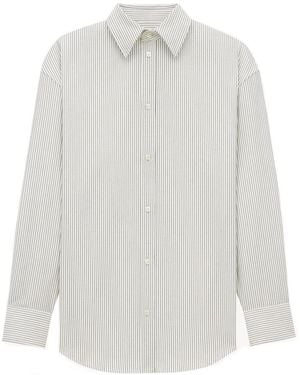 Saint Laurent Cassandre Striped Button-Up Shirt - White