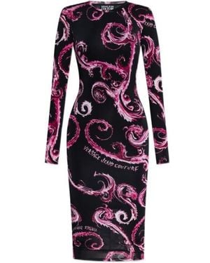 Versace Jeans Couture Chromo Couture-Print Midi Dress - Red