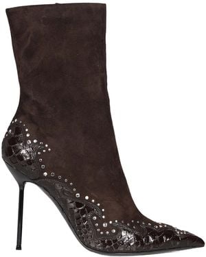 Paris Texas High-Heeled Ankle Boots - Brown