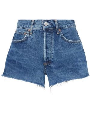 Agolde High-Waisted Denim Shorts - Blue