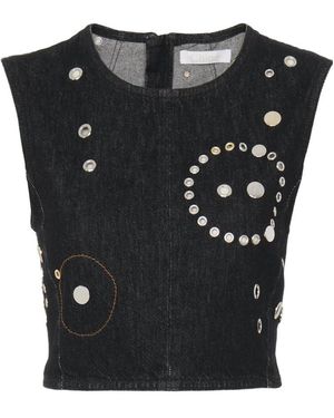 Chloé Stud-Embellished Crop Top - Black