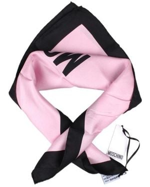 Moschino Logo Letter Question Mark Printed Silk Scarf - Pink