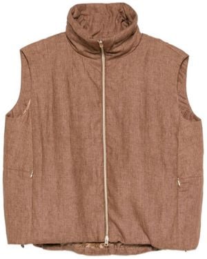 Herno Funnel-Neck Zip Gilet - Brown