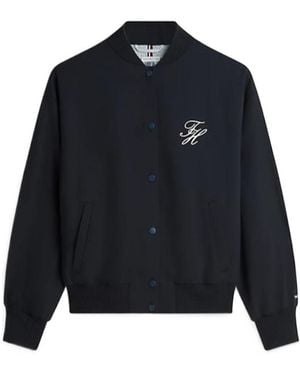 Tommy Hilfiger Timeless Wool Blend Relaxed Bomber Jacket - Blue