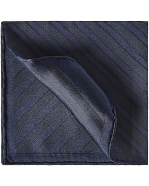 Brunello Cucinelli Regimental-Stripe Silk Pocket Square - Blue