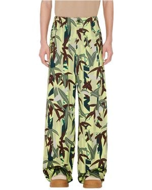 KENZO Chiku-Rin Camo' Oversized Pleated Trousers - Green