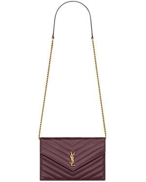 Saint Laurent Cassandre Chain Clutch Bag - Purple