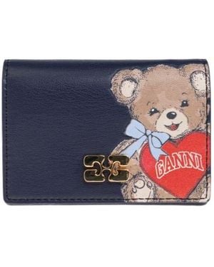 Ganni Bear Printed Wallet - Blue