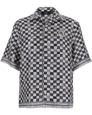 Amiri Checked Short Sleeved Shirt - Grey