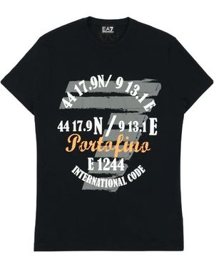 EA7 Logo T-Shirt With Round Neck - Black