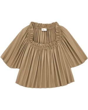 Saint Laurent Ruffled Butterfly-Sleeved Top - Natural