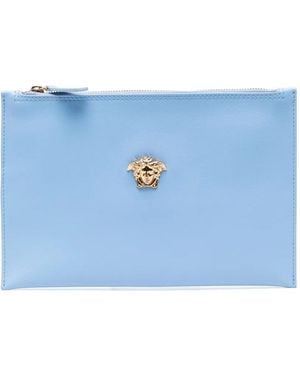Versace Medusa-Plaque Clutch Bag - Blue