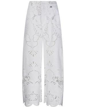 GIUSEPPE DI MORABITO Broderie Wide-Leg Trousers - White