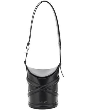 McQueen Curve Small Bucket Bag - White
