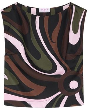 PUCCI Marmo Print Silk Top - Black
