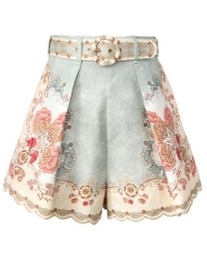 Zimmermann Daylight Tuck Belted Printed Shorts - Multicolour