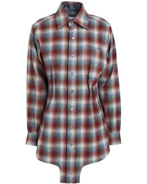 Maison Margiela Classic Plaid Long-Sleeve Wool Shirt - Gray